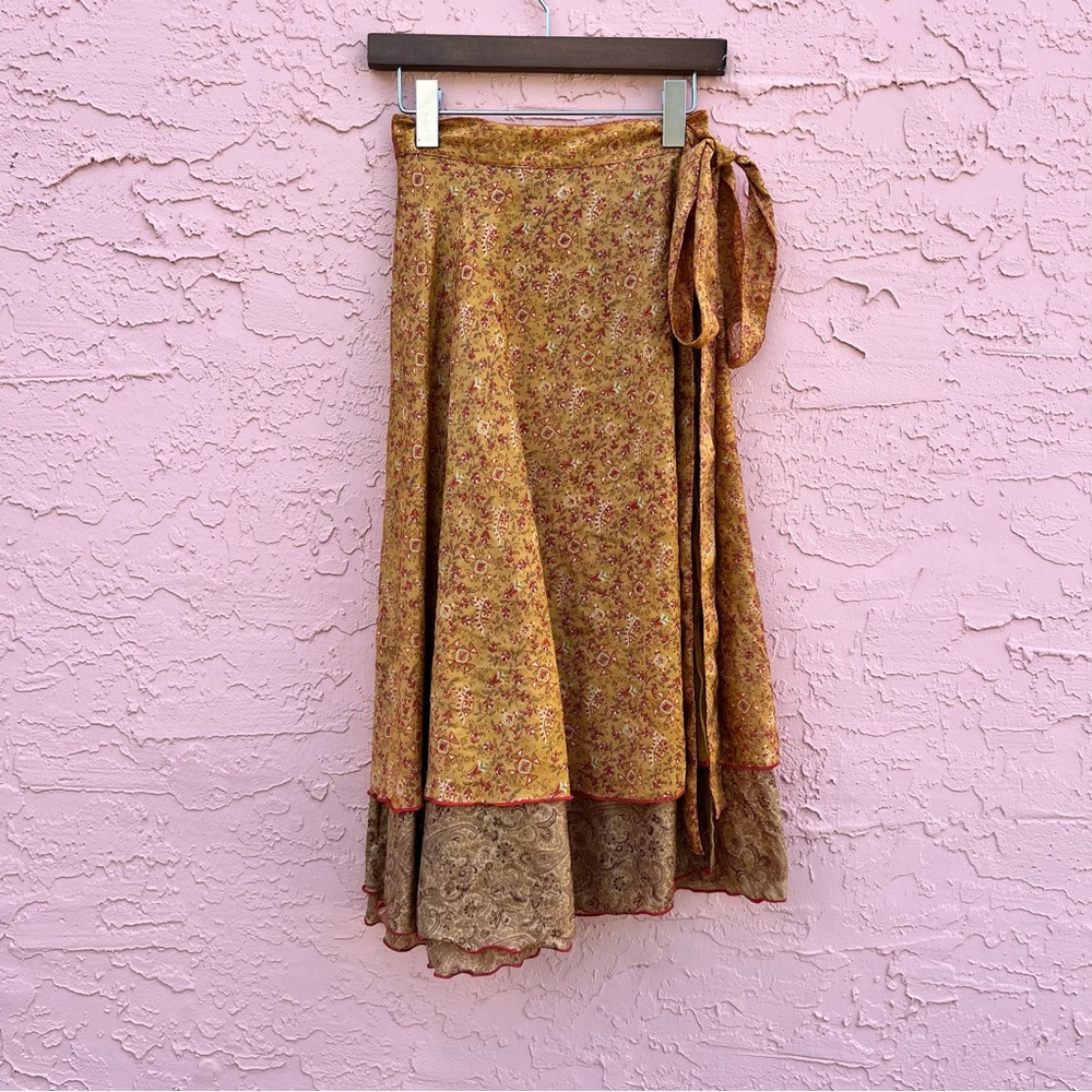 NEW Wevez Reversible Silk Blend Wrap Skirt Adjustable NWT